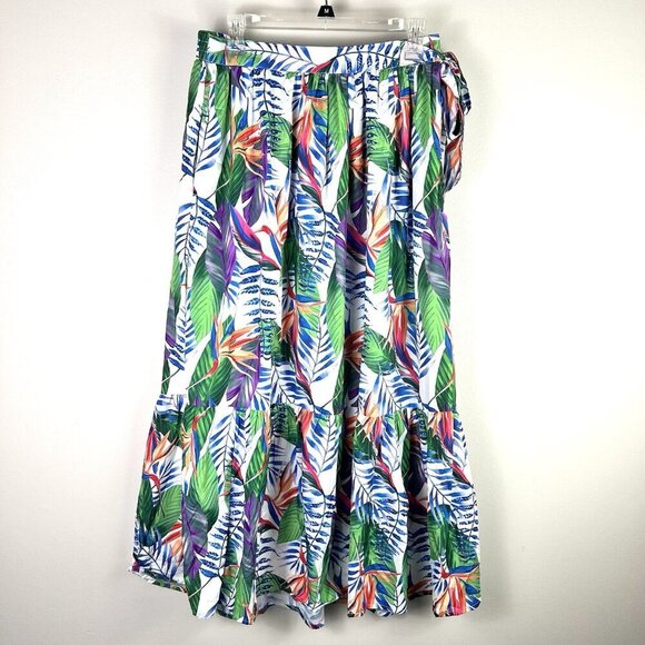 Rachel Zoe Tropical Midi Skirt Size Medium Colorful Vacation Beachy Artsy Island - Picture 3 of 10